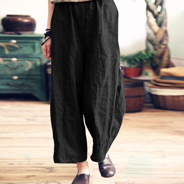 Pantalons pour femmes s Pant Summer Solid Casual Cotton Loose Cropped Wide Leg Cargo For Women Pantalons 230808