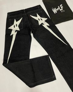 Pantalones de mujer s streetwear y2k jeans hip hop star print baggy negro mujeres hombres harajuku casual gótico pantalones de pierna ancha 231114