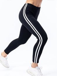 Pantalones para mujer S Leggings estampados a rayas Entrenamiento sexy Leggin Push Up Jeggings Negro Alto Elástico Cintura elástica Gimnasio Fitness 231214