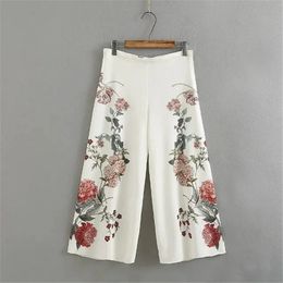 Pantaloni da donna s Summer Fashion Elegant Ladies Vita alta Sag Fiori stampati Chic Gamba larga Pantaloni gamba dritta 230719