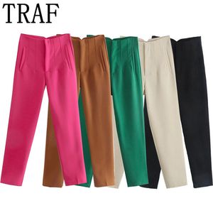 Women's Pants s TRAF 2023 Pencil Women 28 Color High Waist for White Black Streetwear Woman Trousers Summer Office Wear 230719