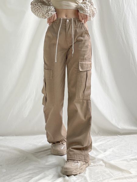 Pantalons pour femmes s WeiYao y2k Taille haute Baggy Jeans Vintage Khaki Loose Streetwear Casual Cargo Femmes Pantalon droit surdimensionné 230721