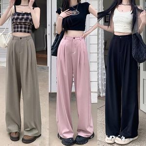 Pantalon féminin S-XL 3Colors Femmes coréennes 2024 Été décontracté mince taille haute