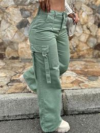 Pantalon Femme S Y2K Vintage coréen Harajuku Streetwear décontracté vert Cargo Parachute taille haute pantalon droit jambe large femmes vêtements 230914