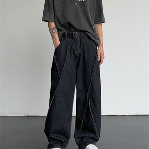 Pantalons Femmes S Y2K Vintage Hommes Coréen Streetwear Noir Denim Oversize Pantalon Droit Baggy Large Jambe Empilé Jean Alt Vêtements 230901