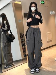 Damesbroeken Y2K Dames Street chic Techwear Cargo Koreaanse Harajuku Parachute Track Heren Tech Joggingbroek Wijde pijpen Joggers Broeken Kleding 230403