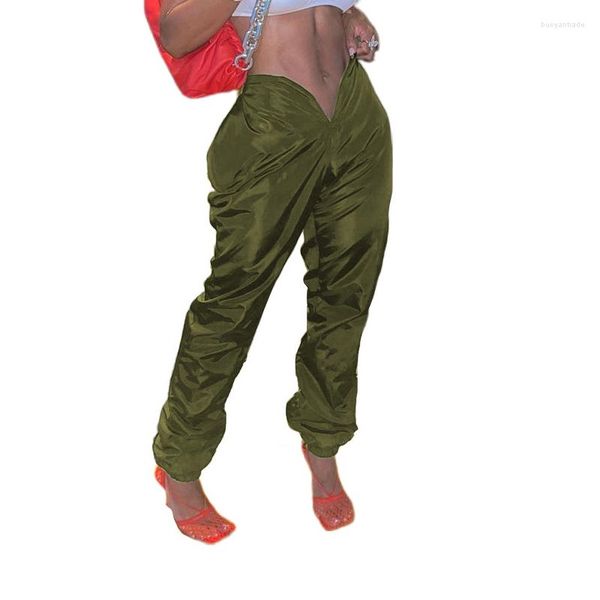 Pantalones de mujer Sexy Corronización de cintura baja Ruchada Mujeres con bolsillos 2023 Moda de verano Harajuku pantalones cruzados Y2K Ropa ejército verde