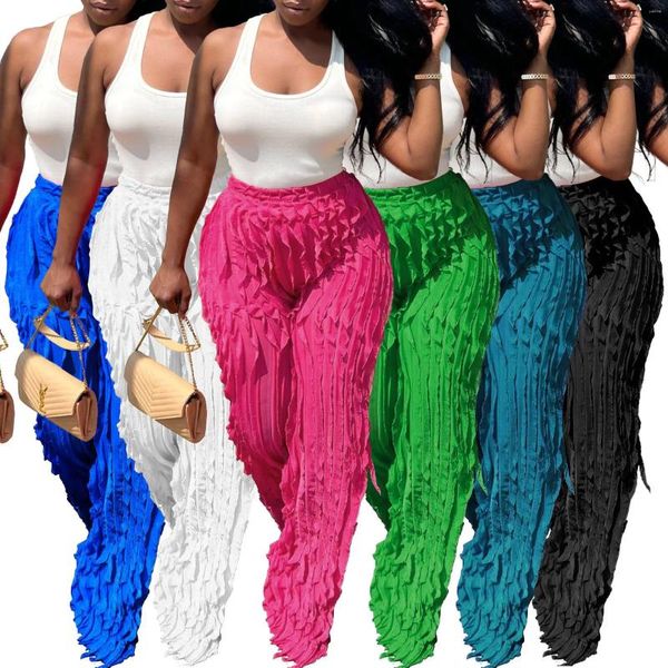 Pantalon femme Sexy volants Patchwork pantalon femmes Hipster taille haute jambe droite automne 2024 bas féminin Y2K Streetwear