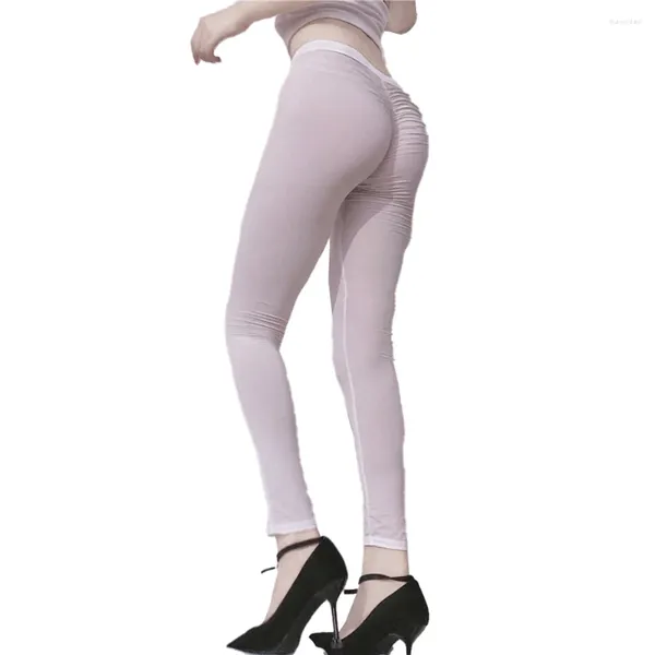 Pantalon féminin de leggings transparents sexy collants collants hauts élastiques minces pantalons de yoga skinny collants pour femmes