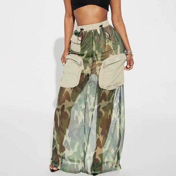 Pantalons pour femmes Sexy Femmes Taille haute Jupe de camouflage Élégant Camo Impression Casual Poches Jupe