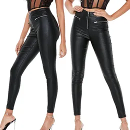 Frauen Hosen Kleine Bein Leder Hosen Sexy Zipper Pu Casual Herbst Und Winter Harajuku Mode Leggings Y2k Kleidung