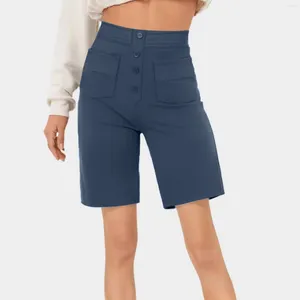 Pantalon féminin SOILD Shorts mesdames Summer Streetwear décontracté à la jambe droite haute taille élastique élastique
