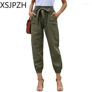 Pantalones de mujer Solid Color Everniced Elástico Pockets Grandes Fashion Fashion Ladies Streetwear Jogger Cargo