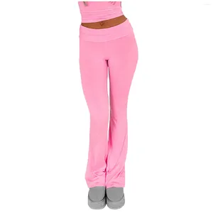 Pantalons pour femmes Leggings de couleur unie pour femmes décontracté doux coupe ajustée pliable sur la taille Yoga élégant pantalon très extensible
