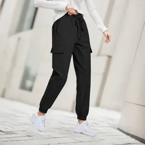 Pantalon féminin Sports Loose Spring Autumn Running Yoga Tracksuit Suitrs Soild Casual With Pockets Trawstring Ropa de Mujer