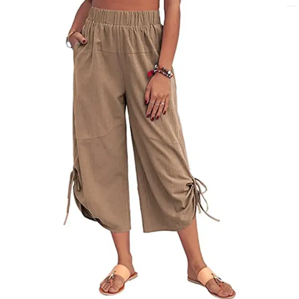 Pantalons pour femmes printemps et automne sangle droite pantalons décontractés costumes pour femmes ensemble lin