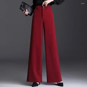 Pantalon femme printemps et automne épais frontière large jambe femmes longue décontracté pendre sans élasticité taille haute mince