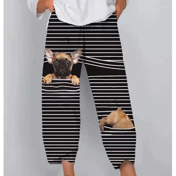 Pantalons pour femmes printemps et automne femmes mode rue Hipster sport décontracté Triped dessin animé imprimé Animal pantalon grande taille Y2k tissu