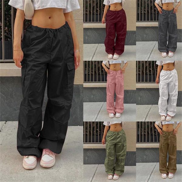 Pantalons pour femmes printemps et été solide imprimé décontracté jambe large tenue d'affaires pour femmes avec poches