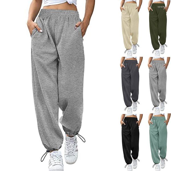 Pantalon femme printemps automne pantalons de survêtement femmes unisexe gris jambe large sueur personnalisé Swearshirt décontracté ample Baggy 2023 mode