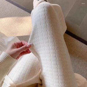 Pantalon femme printemps automne blanc taille haute tricot jambe large ample ralenti Simple et mince vadrouille décontracté vente en gros
