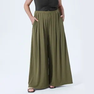 Pantalon femme printemps ample décontracté droit couleur unie coton lin taille élastique jambes larges dames rue cordon pantalon