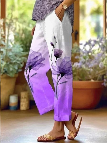 Pantalon féminin fleur d'été printemps y2k streetwear femmes surdimensionné des pantalons de poche élégants joggers chic pantalones mujer