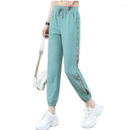 Pantalons pour femmes printemps été pantalons de survêtement à séchage rapide mince noir Harem femmes lâche taille élastique faisceau pied femme mode sauvage