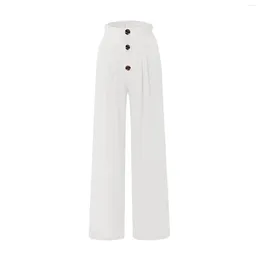 Pantalons pour femmes printemps été pantalons élastiques taille haute décontractée femmes simples jambes larges mode solide coupe décontractée WrinkleBeach bureau