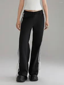 Damesbroek lente zomer sport zwarte elastische taille kant gestreepte jogger vrouwelijke trendy fitness jabboarden streetwear