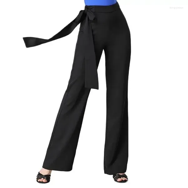 Pantalon femme printemps été pantalon jambe large taille haute danse moderne salle de bal Latin A54