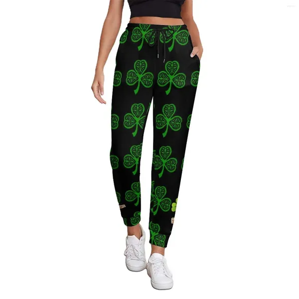 Pantalon féminin St Patrick's Day Baggy Autumn Leprechaun Lucky Green Shamrock Joggers occasionnels Femmes coréennes Fashion Couchure Pantalon