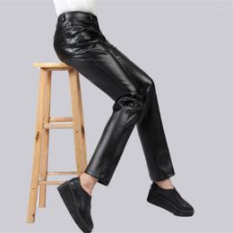 Pantalon femme droit moto Faux cuir femmes pieds chaud velours épais personnalité Pu Pantalon pour femme Pantalon