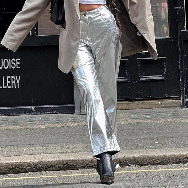 Pantalon droit pour femme, couleur unie, avec poches, Streetwear, Lolita, décontracté, Sexy, taille haute, Y2K, été, 2024