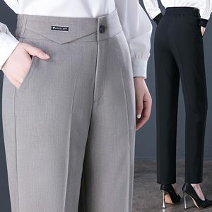 Damesbroek stretch pak dameskantoor werk elastisch hoge taille rechte broek lente en herfst casual