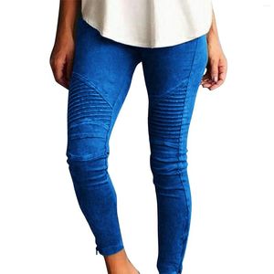 Pantalon pour femmes couleurs solides et jegings de taille et de mode faux jeans femmes serrées leggings de poche sans couture