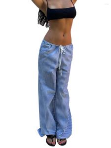 Pantalon féminin à rayures décontractée lâche basse taille