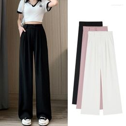 Pantaloni da donna Tuta da donna Estate Vita alta Gamba larga dritta Elegante Office Lady Streetwear Stile coreano Casual Nero
