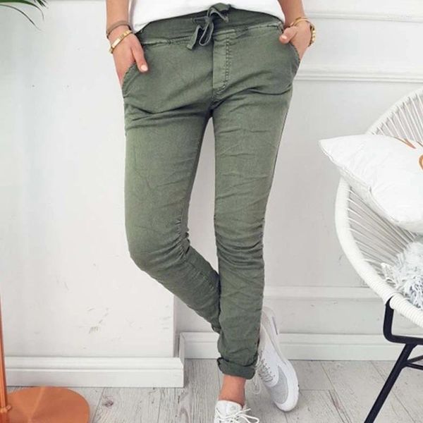 Pantalon femme été décontracté respirant pantalon avec poche vente mode coupe ajustée serré Stretch dames tout-match