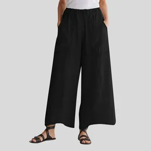 Pantalon féminin mode fine mince occasionnelle large ample plus taille coton lin harajuku pantalon surdimensionné de style chinois