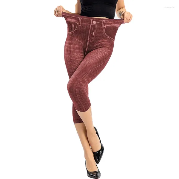 Pantalones de mujer Pantalones vaqueros ajustados de cintura alta de verano Capris largos a la moda que combinan con todo