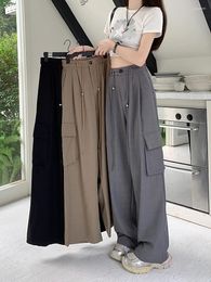Pantalon féminin Summer Vintage Cargo Femmes hautes Fashion Coréenne Contrôle coréen 2024 Bottoms Pocket Straight Y2k Pantalon Femme