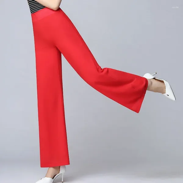 Pantalones De Mujer Pantalones Largos De Pierna Ancha De Verano Casual Vintage Cintura Alta Gasa Lado Dividido Falda Suelta Capris Sólido