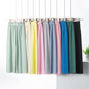 Pantalon femme été femmes jambe large longue glace soie 2023 mode Streetwear couleur unie lâche Bloomers femme décontracté pantalon droit