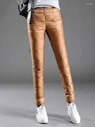 Pantalons pour femmes Super Light Slim Down Coton Épaissir Casual Épais Chaud Fluffy Femmes Hiver Crayon Pantalones Snow Wear Taille Haute Spodnie