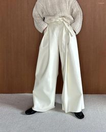 Pantalon féminin Superaen 2024 Automne / hiver Style japonais Simple Pu large jambe lâche décontractée