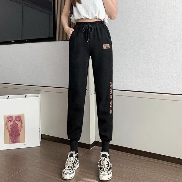 Pantalones de mujer, pantalones de chándal, pantalones bombachos holgados de algodón Harajuku, pantalones deportivos de moda coreana, pantalones sueltos para mujer