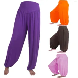 Pantalones de mujer pantalones de chándal elástico elástico suelto algodón de algodón suave yoga deportivo baile harén pantalones largos