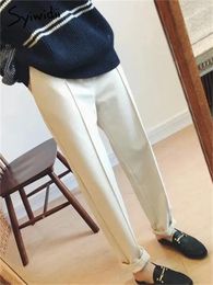 Pantalon Femme Syiwidii Woollen Femmes Automne Hiver 2024 Épaissir Crayon Femelle Taille Haute Pantalon Lâche Doux Qualité