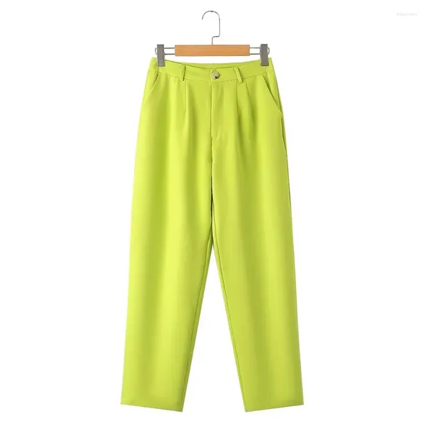 Pantalones para mujer Taopza 2024 Producto de primavera Moda y casual Ajuste versátil Botón Decoración Pie pequeño Pierna recta
